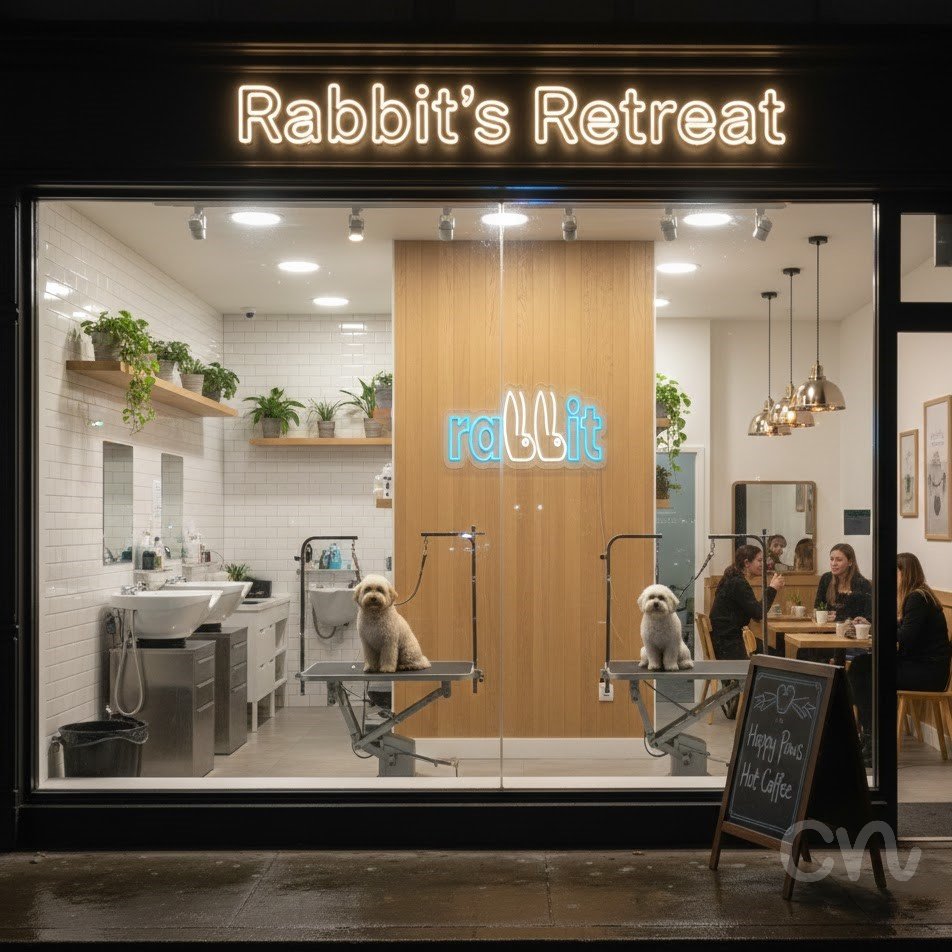 Custom Neon | Rabbit Neon Sign | 9x24 | Blue and White Neon Sign for Bedroom and Decor 2