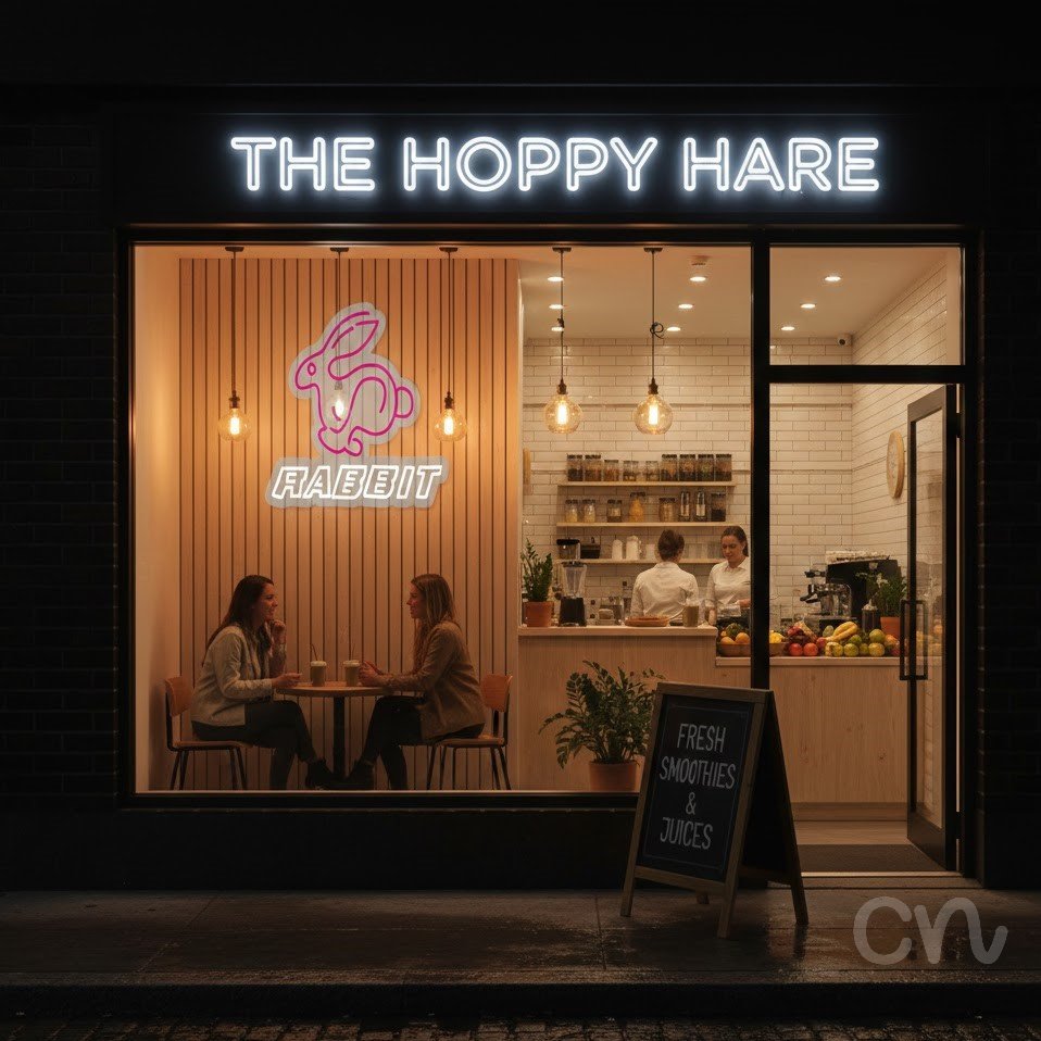 Custom Neon | Rabbit Neon Sign | 19x24 | Hot Pink Bright Decor for Bedroom Lounge