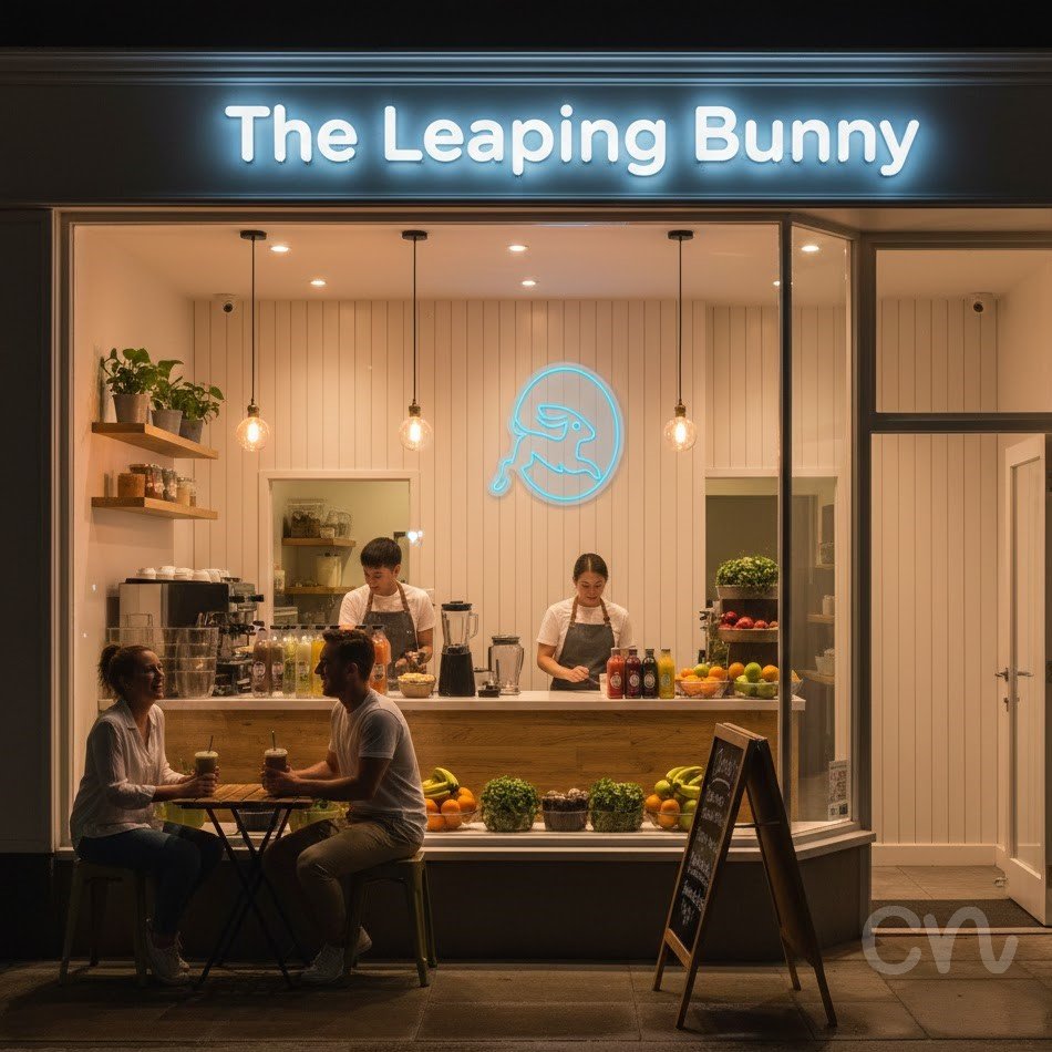 Custom Neon | Rabbit Neon Sign | 20x23 | Cool Blue Neon Sign for Decor and Wall Art