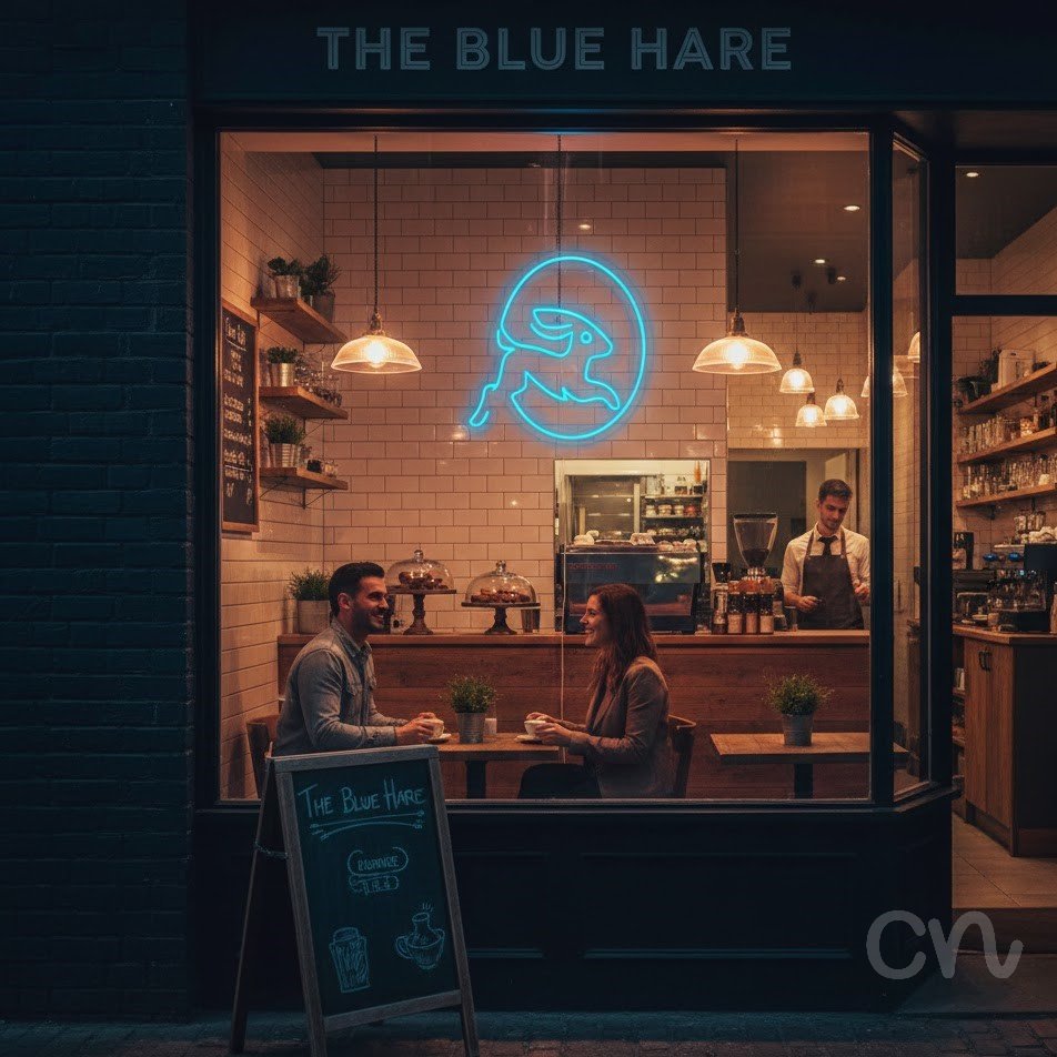 Custom Neon | Rabbit Neon Sign | 20x23 | Cool Blue Neon Sign for Decor and Wall Art 2