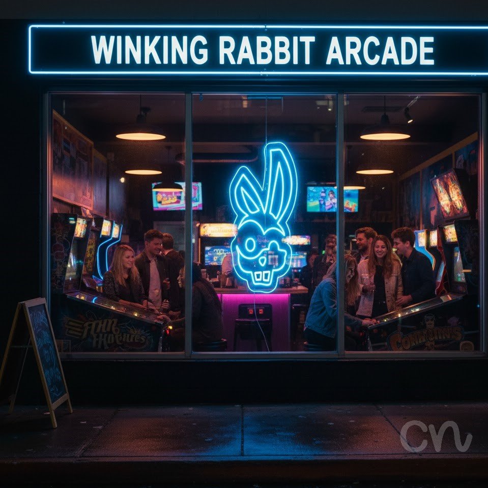 Custom Neon | Bunny Skull Neon Sign | 23x15 | Ice Blue Neon Light for Room Decor 2