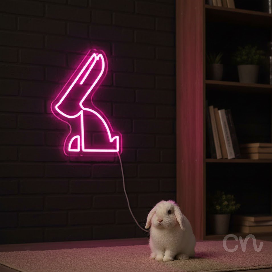 Custom Neon | Rabbit Neon Sign | 19x18 | Hot Pink Bright Neon Sign for Decor 2