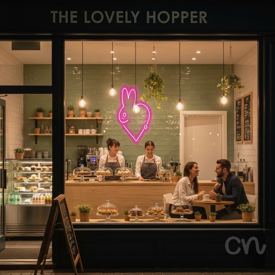 Custom Neon | Rabbit Neon Sign | 22x18 | Hot Pink Neon Sign for Decor or Bedroom