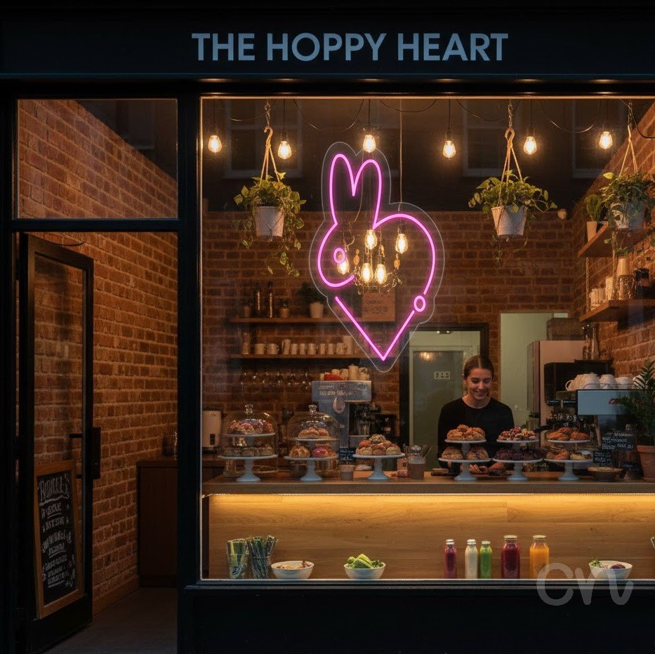 Custom Neon | Rabbit Neon Sign | 22x18 | Hot Pink Neon Sign for Decor or Bedroom 2