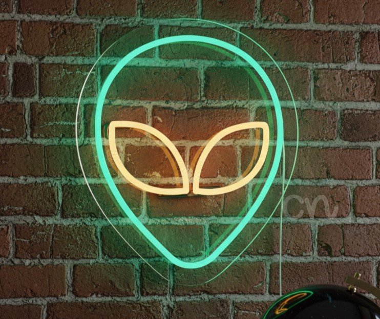Custom Neon | Alien Face Neon Sign | Green & Yellow | 14x12