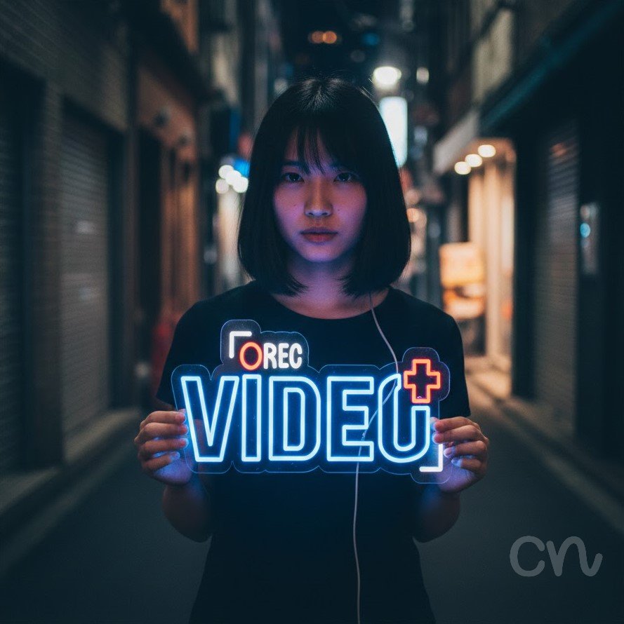 Custom Neon | Rec Video Neon Sign | 11x24 | Red and Blue Neon Sign for Decor