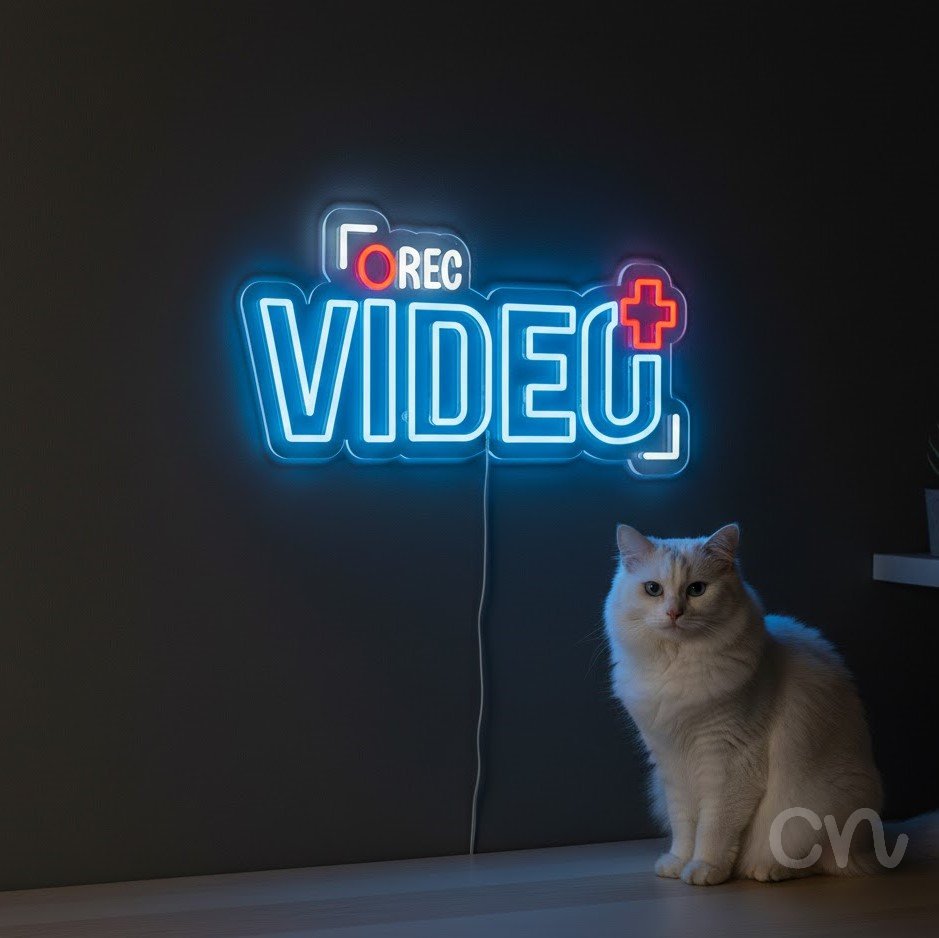 Custom Neon | Rec Video Neon Sign | 11x24 | Red and Blue Neon Sign for Decor 2