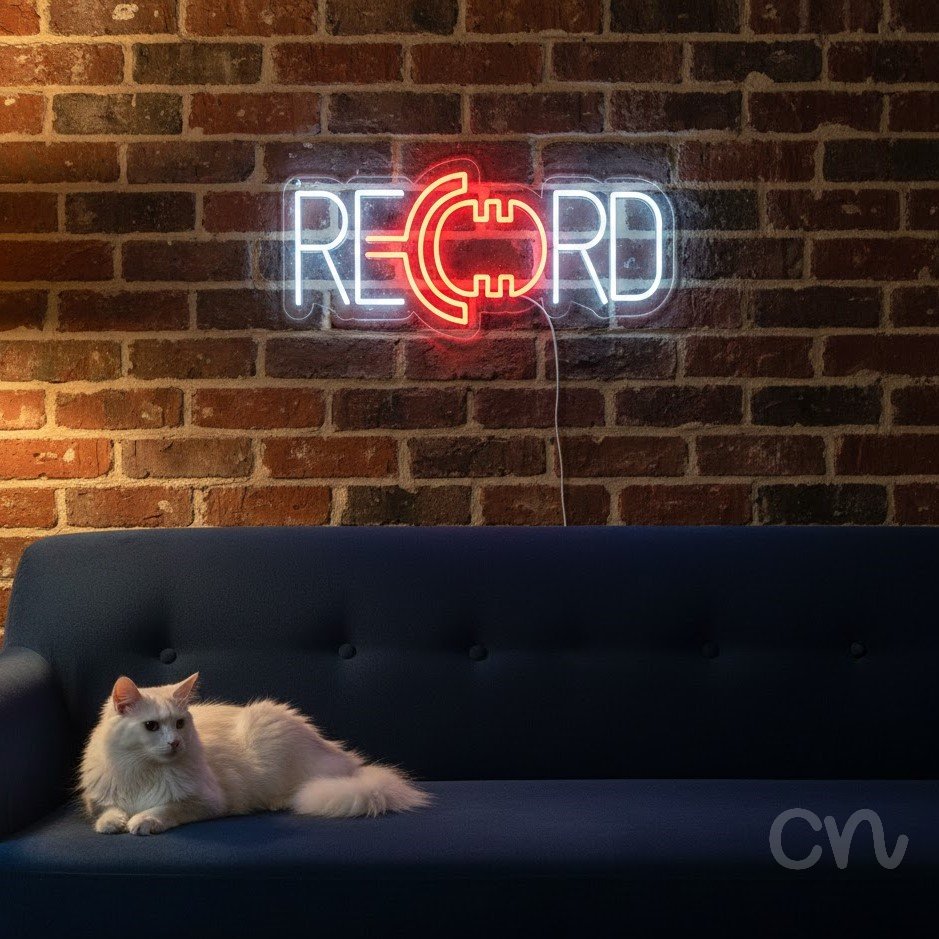 Custom Neon | Record Neon Sign | 9x24 | Red White Neon Sign for Bar Room Home Decor 2