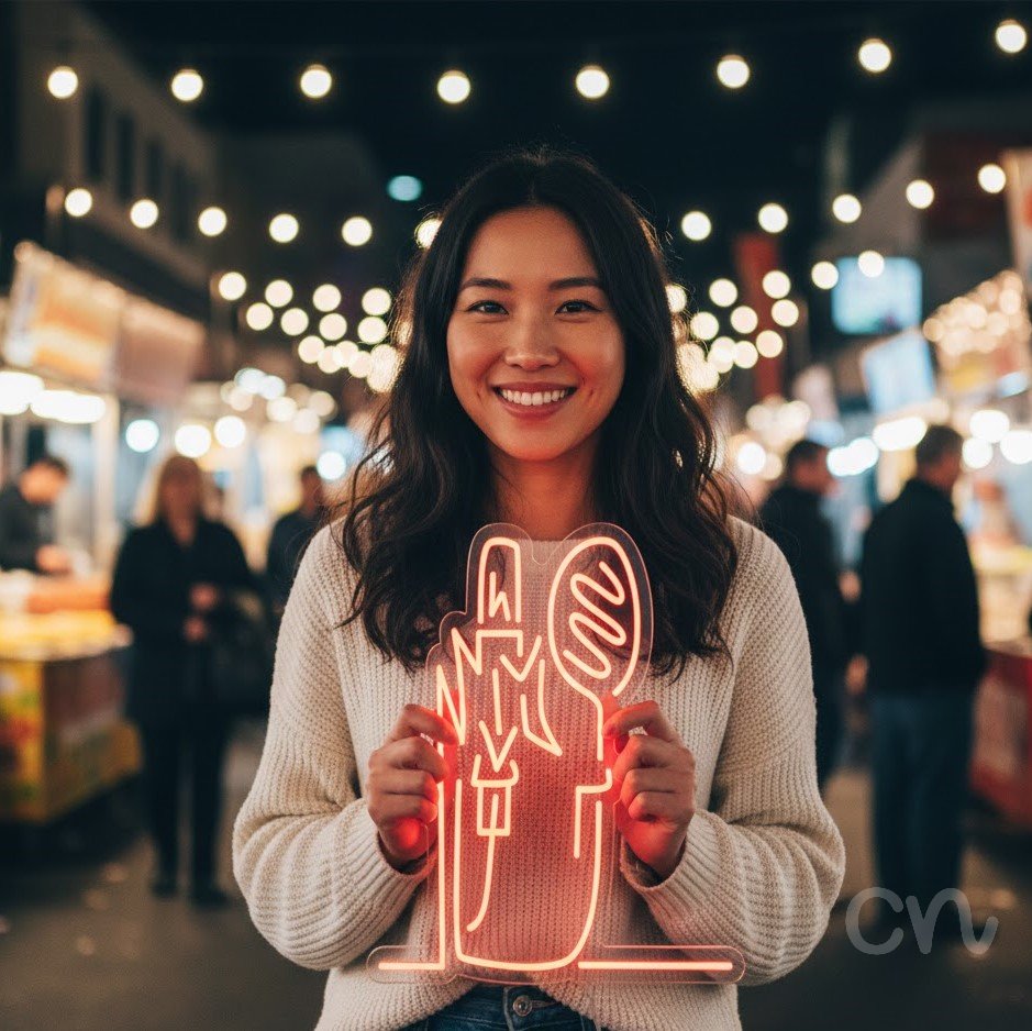 Custom Neon | Lipstick and Mirror Neon Sign | 20x24 | Red