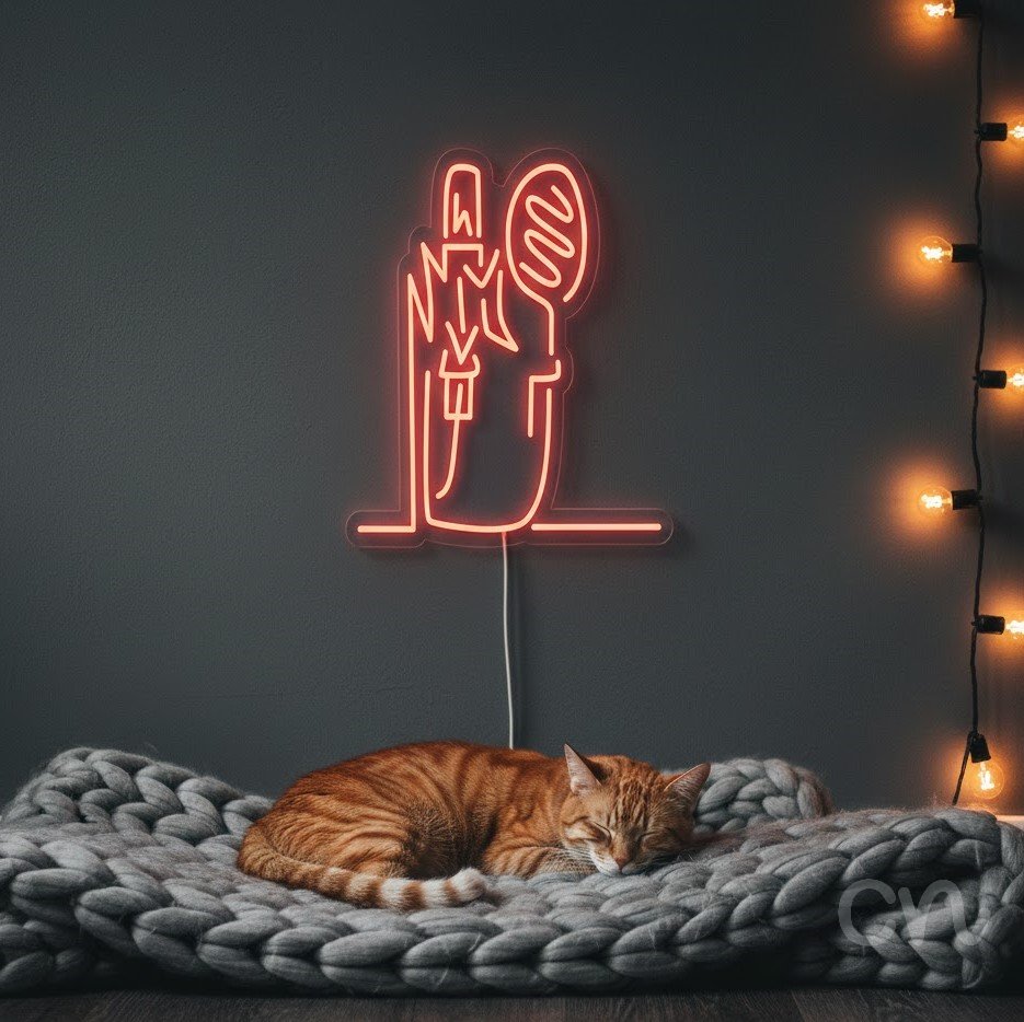 Custom Neon | Lipstick and Mirror Neon Sign | 20x24 | Red 2