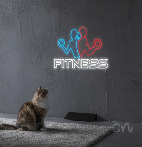 Custom Neon | Fitness Neon Sign | 16x26 | Blue Red White Neon Sign for Gym Home Decor 2