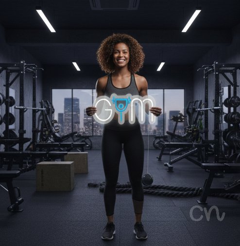 Custom Neon | Gym Neon Sign | 8x20 | Ice Blue Neon Sign for Home Gym or Fitness Space