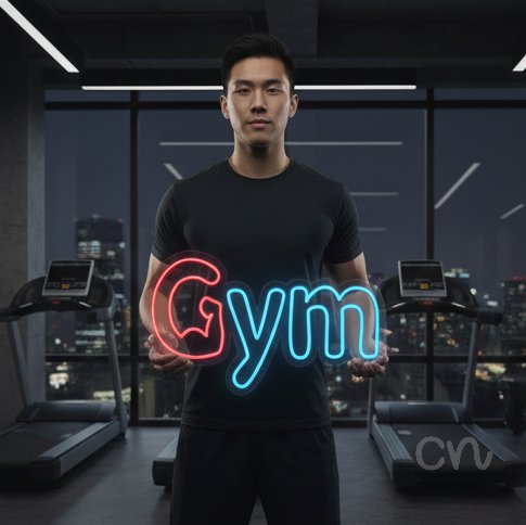 Custom Neon | Gym Neon Sign | 12x24 | Red and Blue Colors for Home and Gym Decor