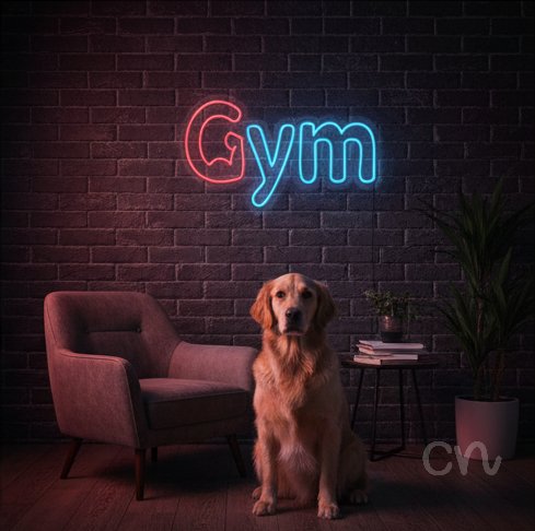 Custom Neon | Gym Neon Sign | 12x24 | Red and Blue Colors for Home and Gym Decor 2