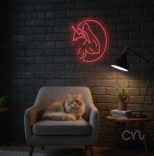 Custom Neon | Fish with Lightning Neon Sign | 19x20 | Red 2