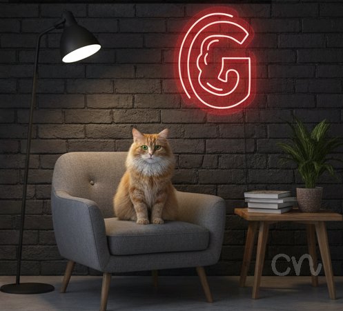 Custom Neon | G Neon Sign | 18x17 Inches | Red Color Stylish Decorative Light 2