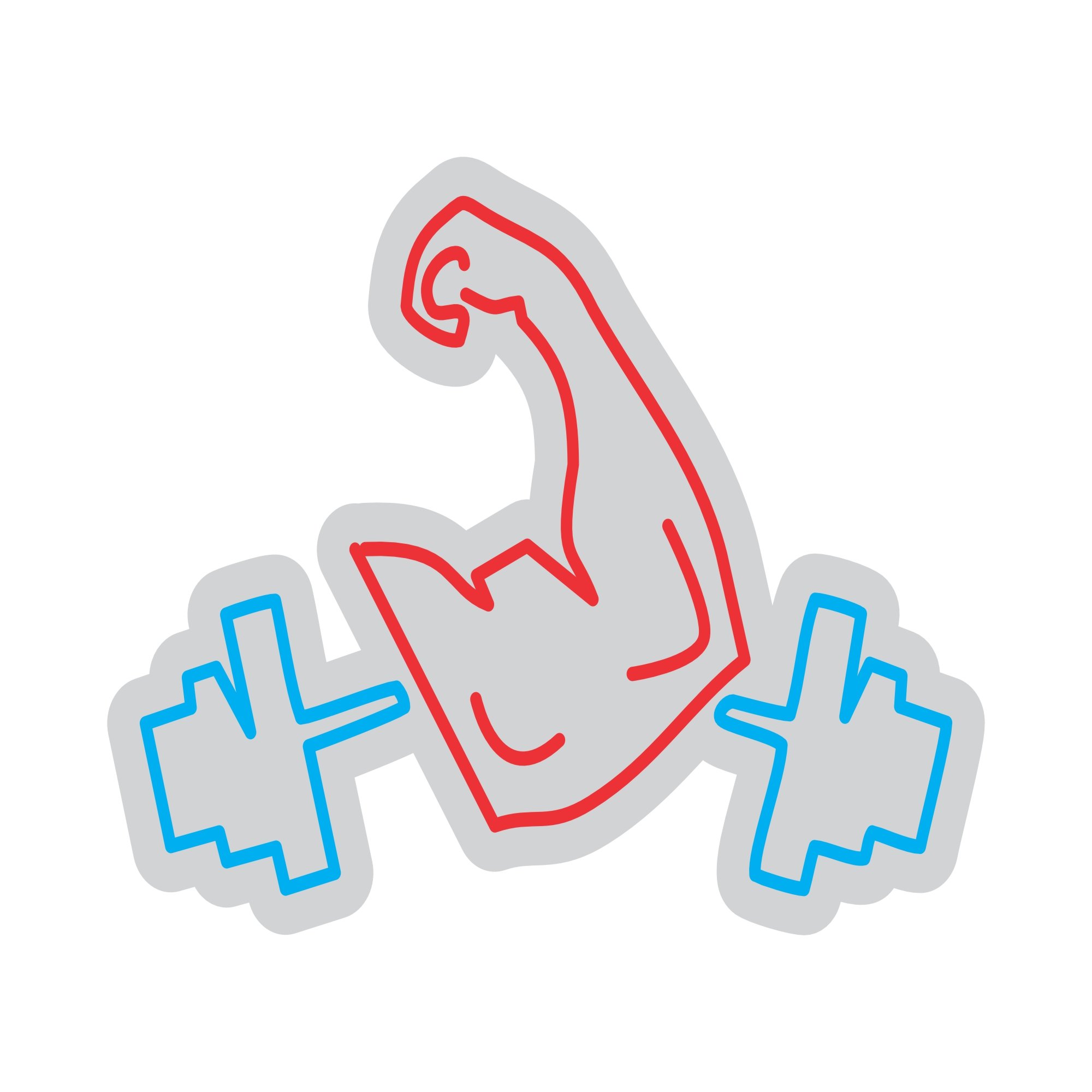 Custom Neon | Flexed Arm with Dumbbells Neon Sign | 16x16 | Red Blue Colors 3