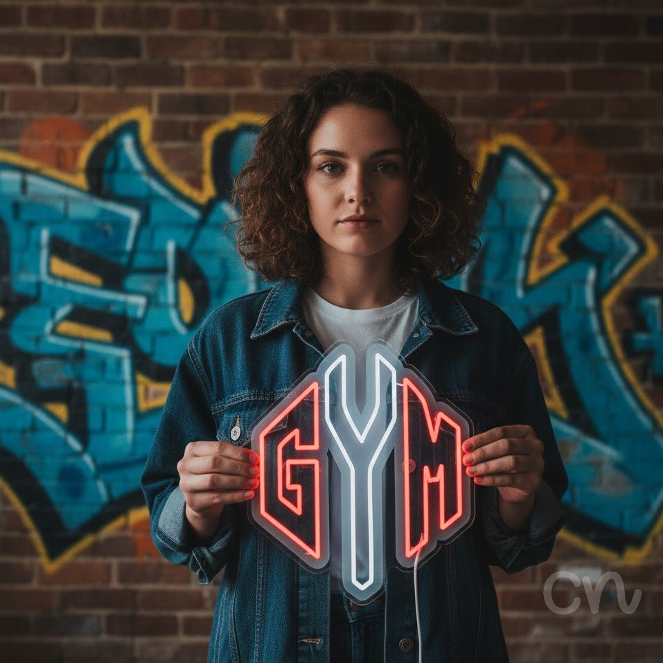 Custom Neon | Gym Neon Sign | 18x19 | Red Light Neon Sign for Fitness Gym Decor