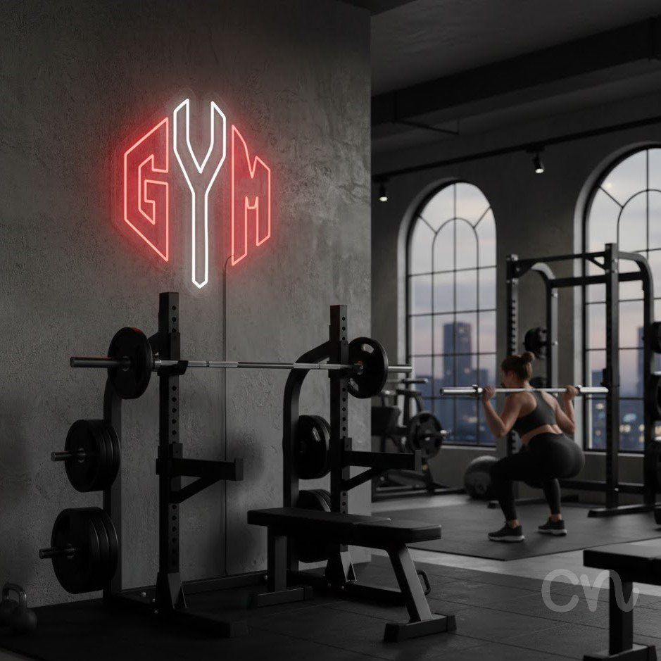 Custom Neon | Gym Neon Sign | 18x19 | Red Light Neon Sign for Fitness Gym Decor 2