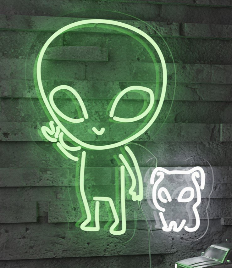 Custom Neon | Cute Alien and Dog Neon Sign | 20x16