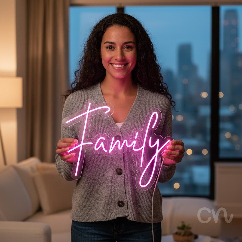 Custom Neon | Family Neon Sign | 20x24 | Hot Pink