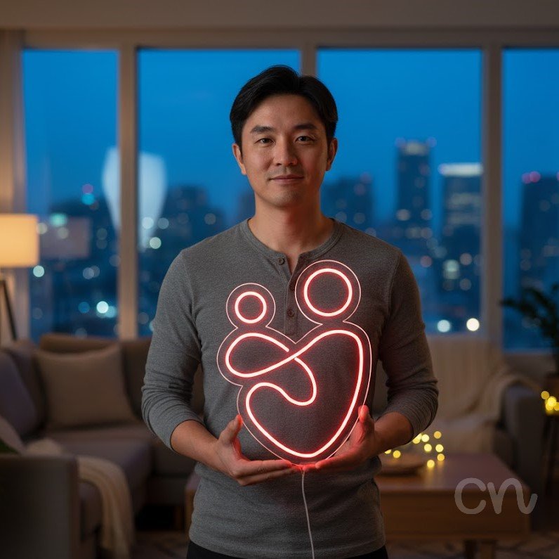 Custom Neon | Mother and Child Neon Sign | 23x17 | Red Neon Sign for Home Decor