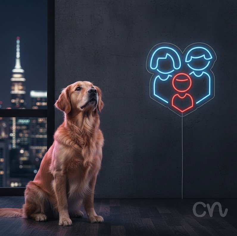 Custom Neon | Family Design Neon Sign | 19x18 | Aqua Red | Custom Home Decor 2