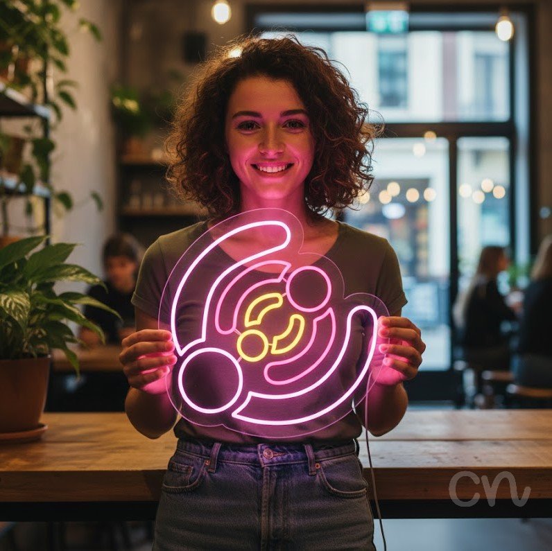 Custom Neon | Abstract Swirl Neon Sign | 21x21 | Hot Pink and Yellow