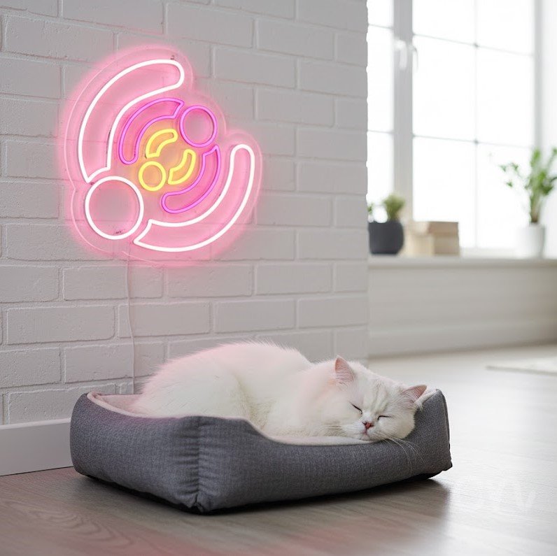 Custom Neon | Abstract Swirl Neon Sign | 21x21 | Hot Pink and Yellow 2