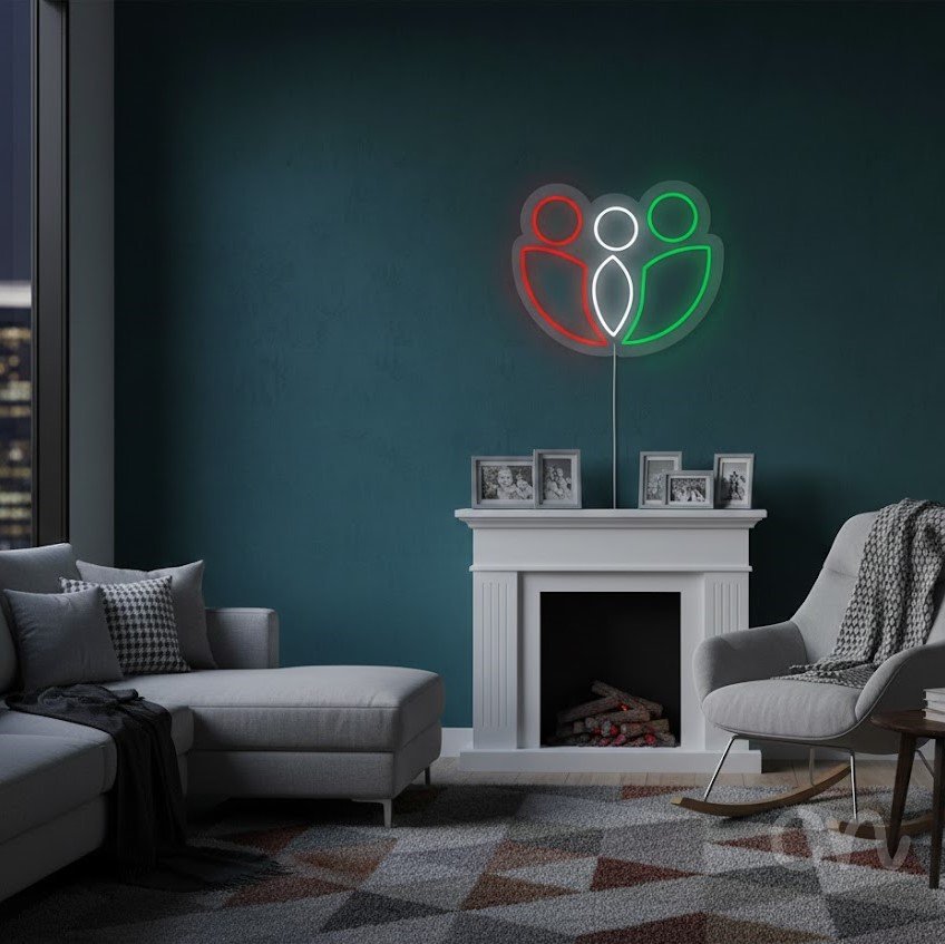 Custom Neon | Abstract People Neon Sign | 17x20 | Red Green White Bright Neon Art