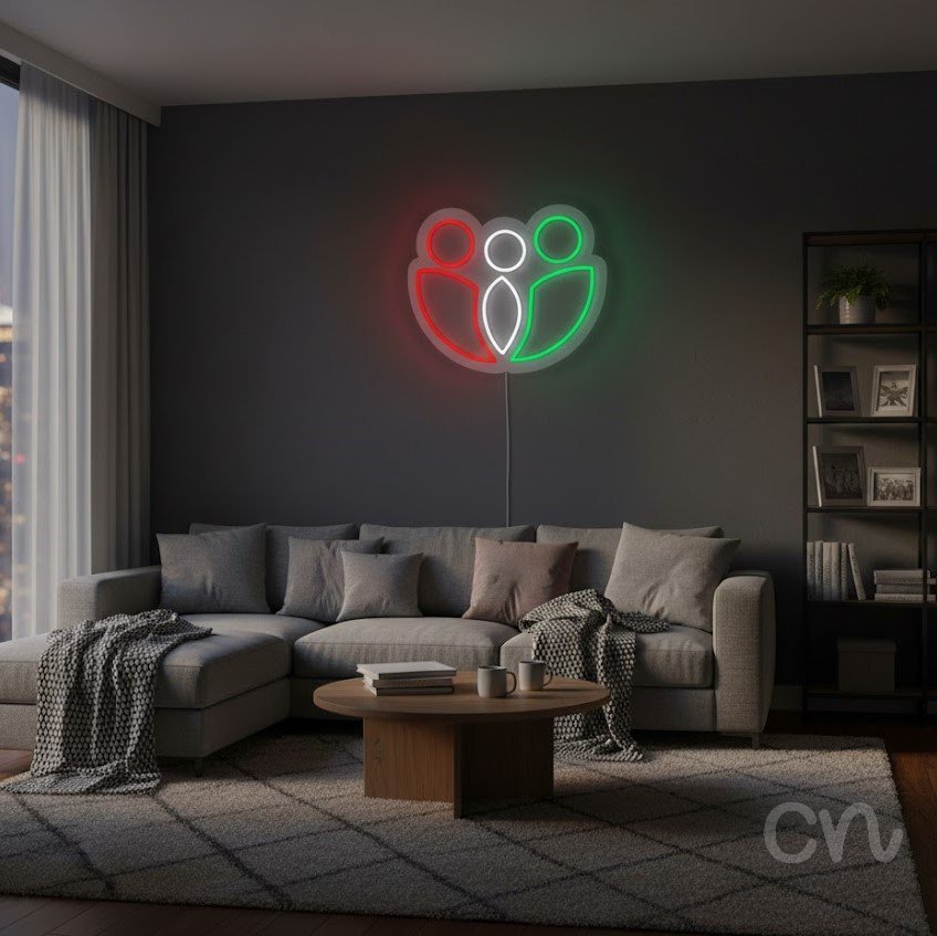 Custom Neon | Abstract People Neon Sign | 17x20 | Red Green White Bright Neon Art 2