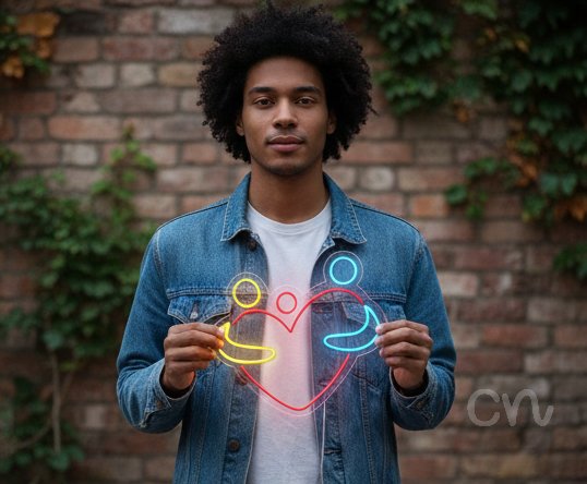 Custom Neon | Family Hugging Design Neon Sign | 22x23 | Red Yellow Blue