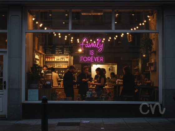 Custom Neon | Family is Forever Neon Sign | 21x20 | Pink 2