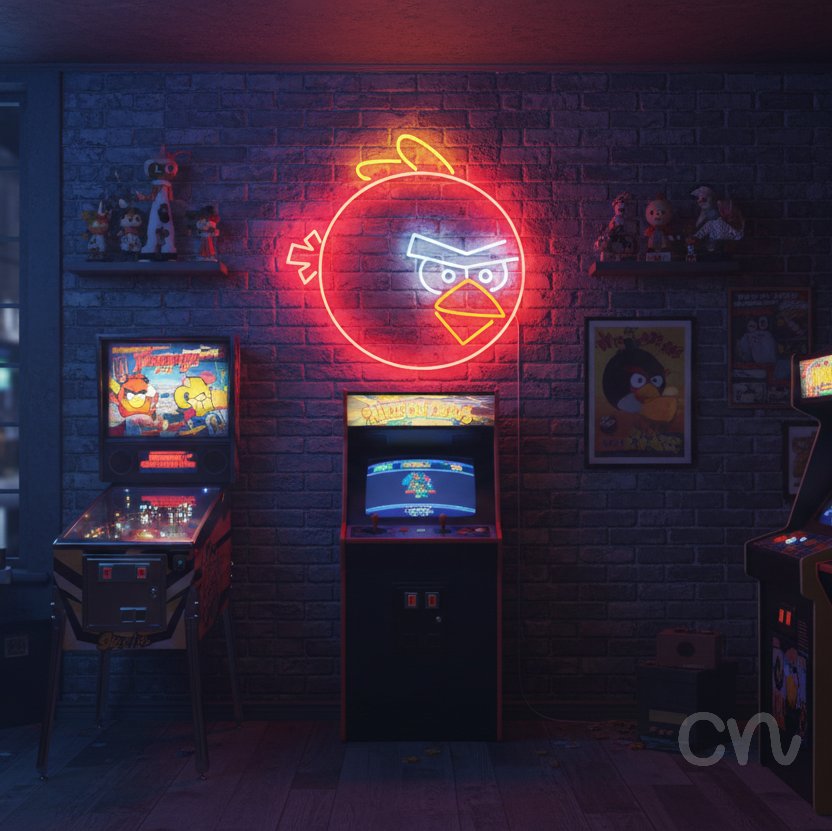 Custom Neon | Angry Bird Neon Sign | 22x22 | Red White Orange Yellow