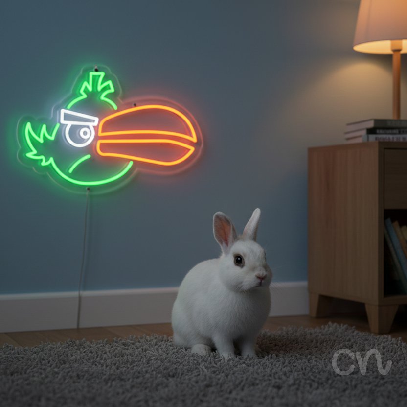 Custom Neon | Toucan Head Neon Sign | 16x24 | Green Orange White | Bright Home Decor 2