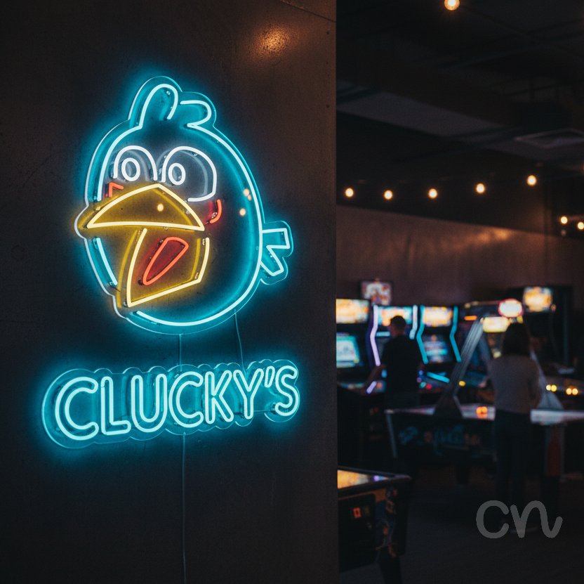 Custom Neon | Cartoon Bird Neon Sign | 22x22 | Ice Blue White Yellow Red Orange 2