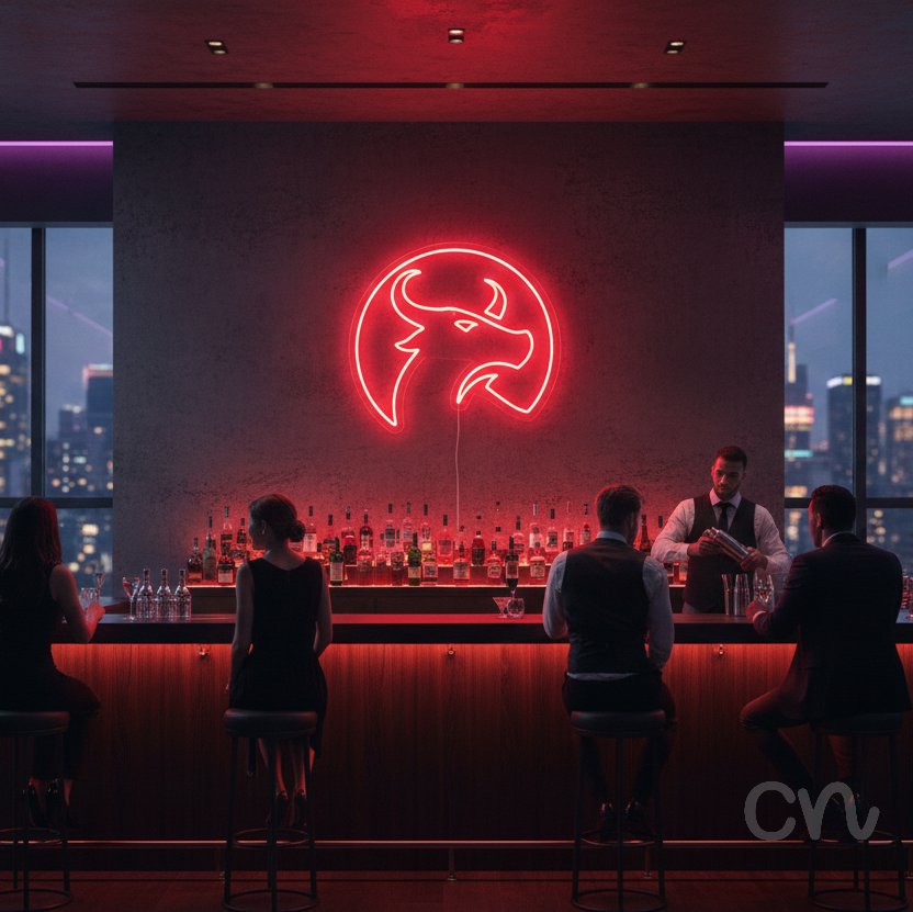 Custom Neon | Bull Head Neon Sign | 20x22 | Red Color for Wall Decor Bar Gift 2