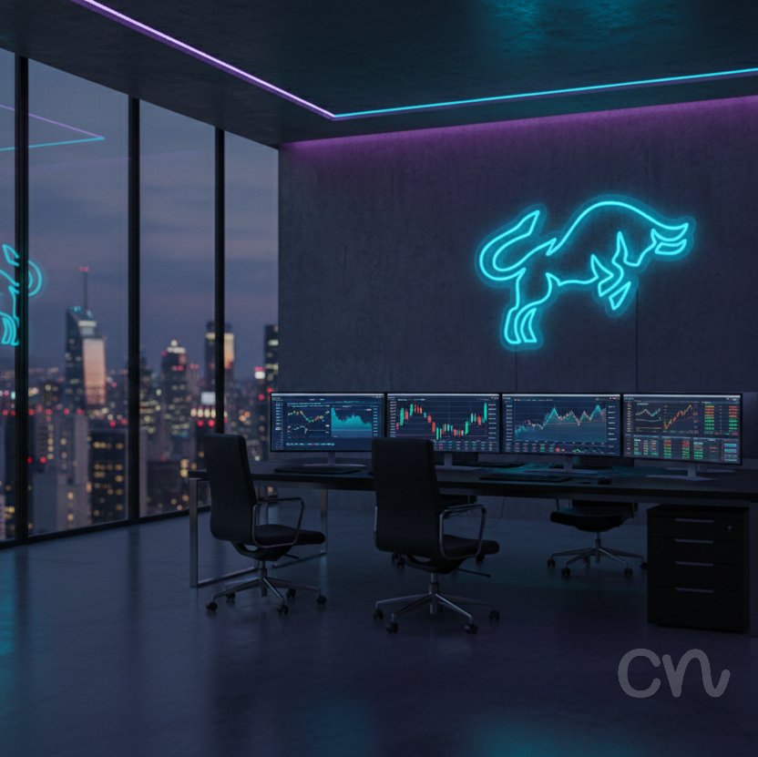 Custom Neon | Bull Design Neon Sign | 16x23 Inches | Ice Blue Bright Neon Sign