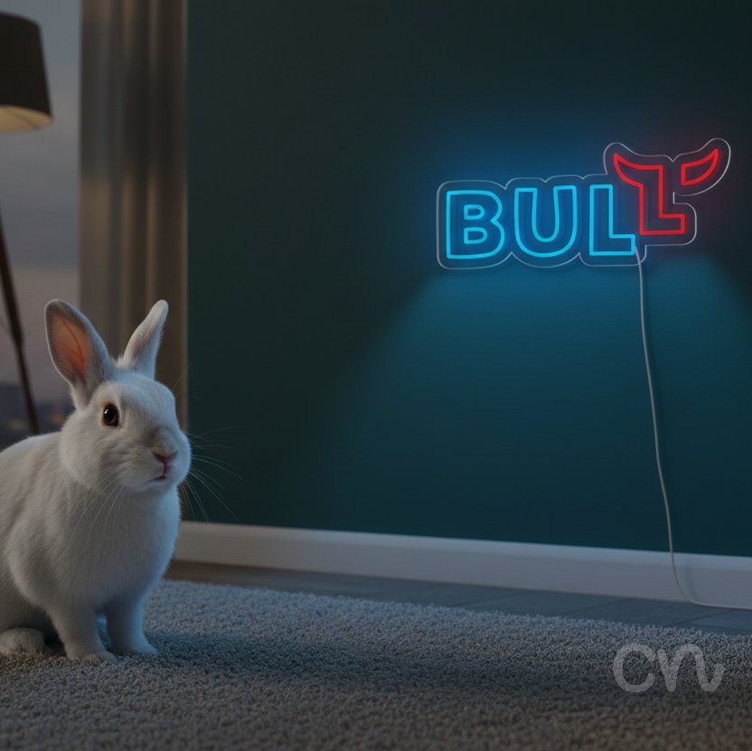 Custom Neon | Bul Neon Sign | 10x24 | Ice Blue and Red Neon Sign for Modern Decor