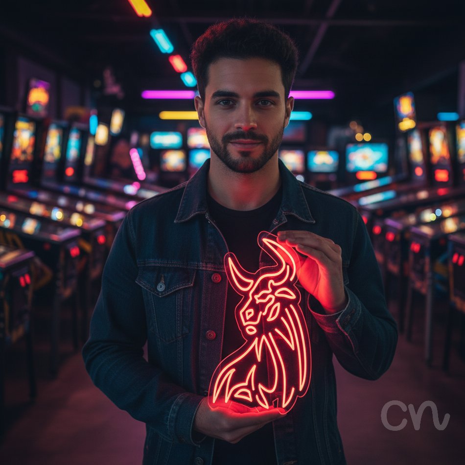 Custom Neon | Bull Head Neon Sign | 22x18 | Red Neon Sign for Home Bar Decor