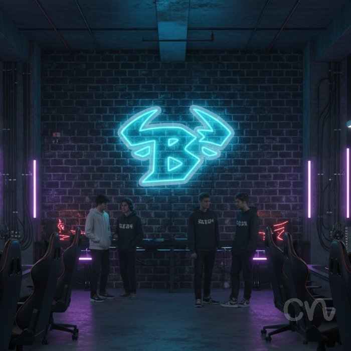 Custom Neon | Bull Head Logo Neon Sign | 17x24 | Ice Blue 2