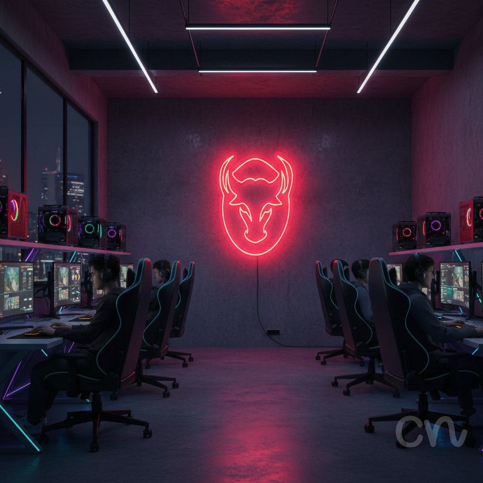 Custom Neon | Bull Head Neon Sign | 21x22 | Red Neon Sign for Home Bar Decor 2