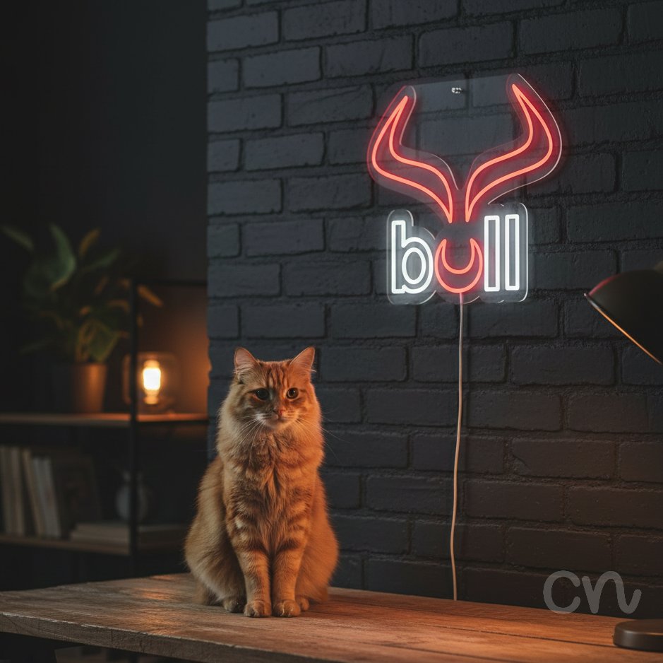 Custom Neon | Bull Neon Sign | 17x24 | Red and White Neon Sign for Bar Home Decor 2