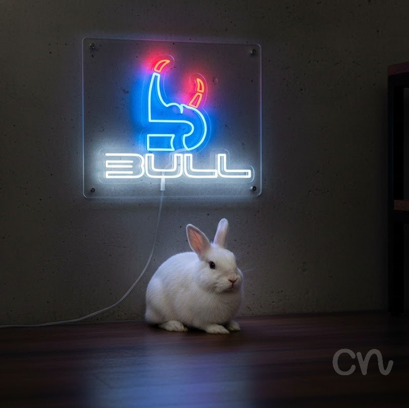 Custom Neon | Bull Neon Sign | 19x24 | Ice Blue and Red Neon Lights for Home Decor 2