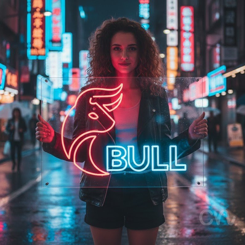 Custom Neon | Bull Neon Sign | 18x24 | Red Ice Blue Neon Sign for Home Bar Decor