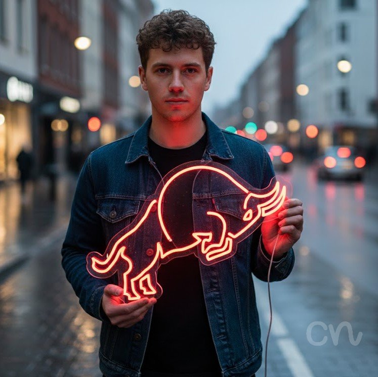 Custom Neon | Bull Outline Neon Sign | 17x24 | Red Neon Sign for Home Bar Decor