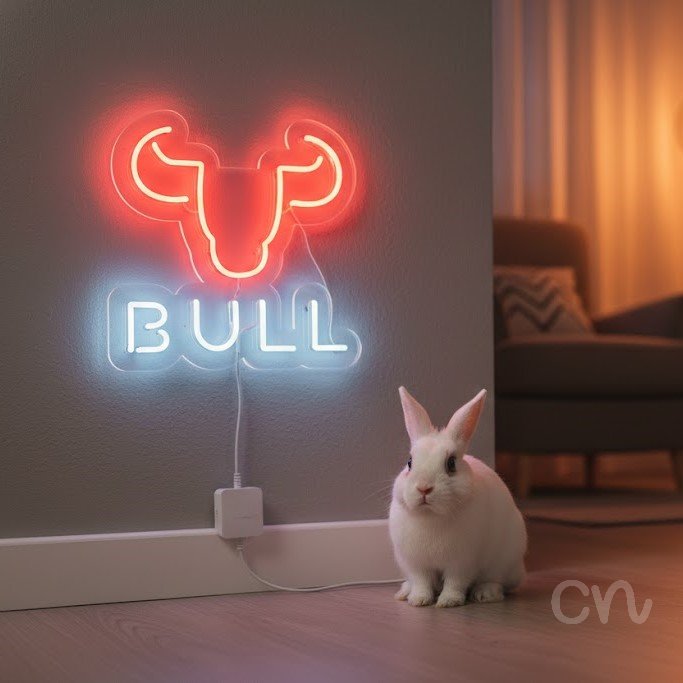 Custom Neon | Bull Neon Sign | 17x17 | Warm White and Red Neon Sign for Decor 2