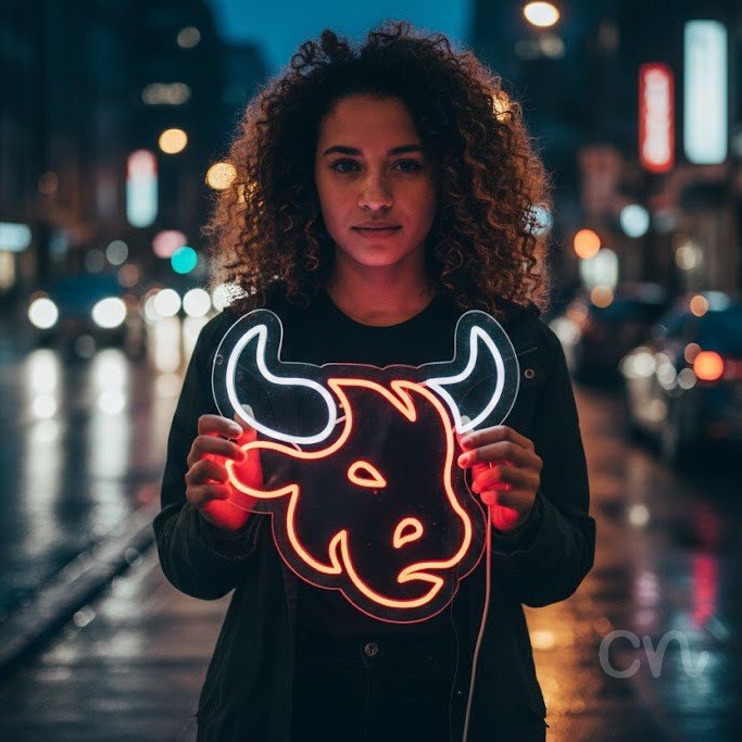 Custom Neon | Bull Head Neon Sign | 19x19 | Red Color Neon Sign for Wall Decor