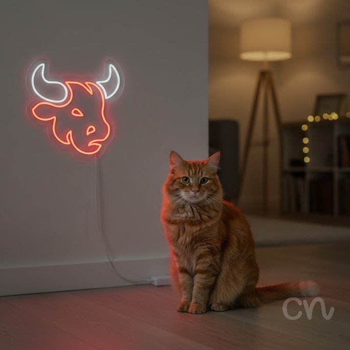 Custom Neon | Bull Head Neon Sign | 19x19 | Red Color Neon Sign for Wall Decor 2