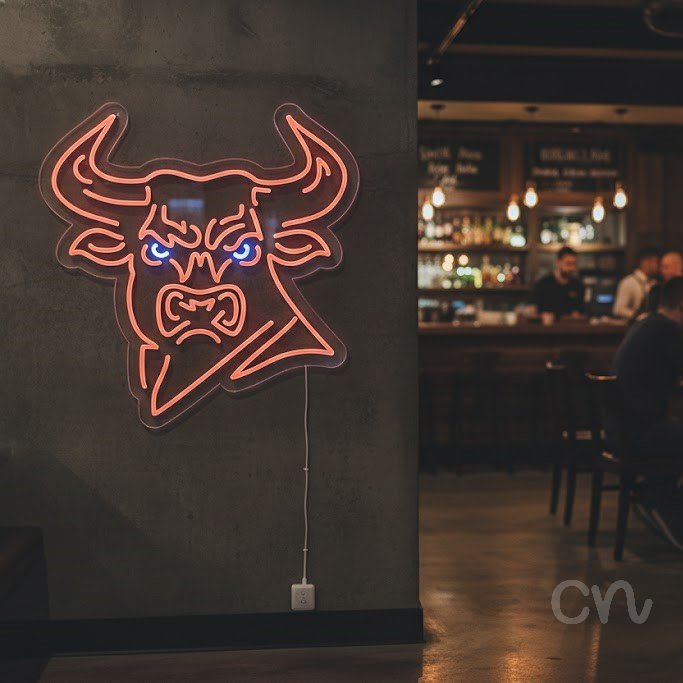 Custom Neon | Bull Head Neon Sign | 23x22 | Red Bright Neon Sign for Bar Decor 2